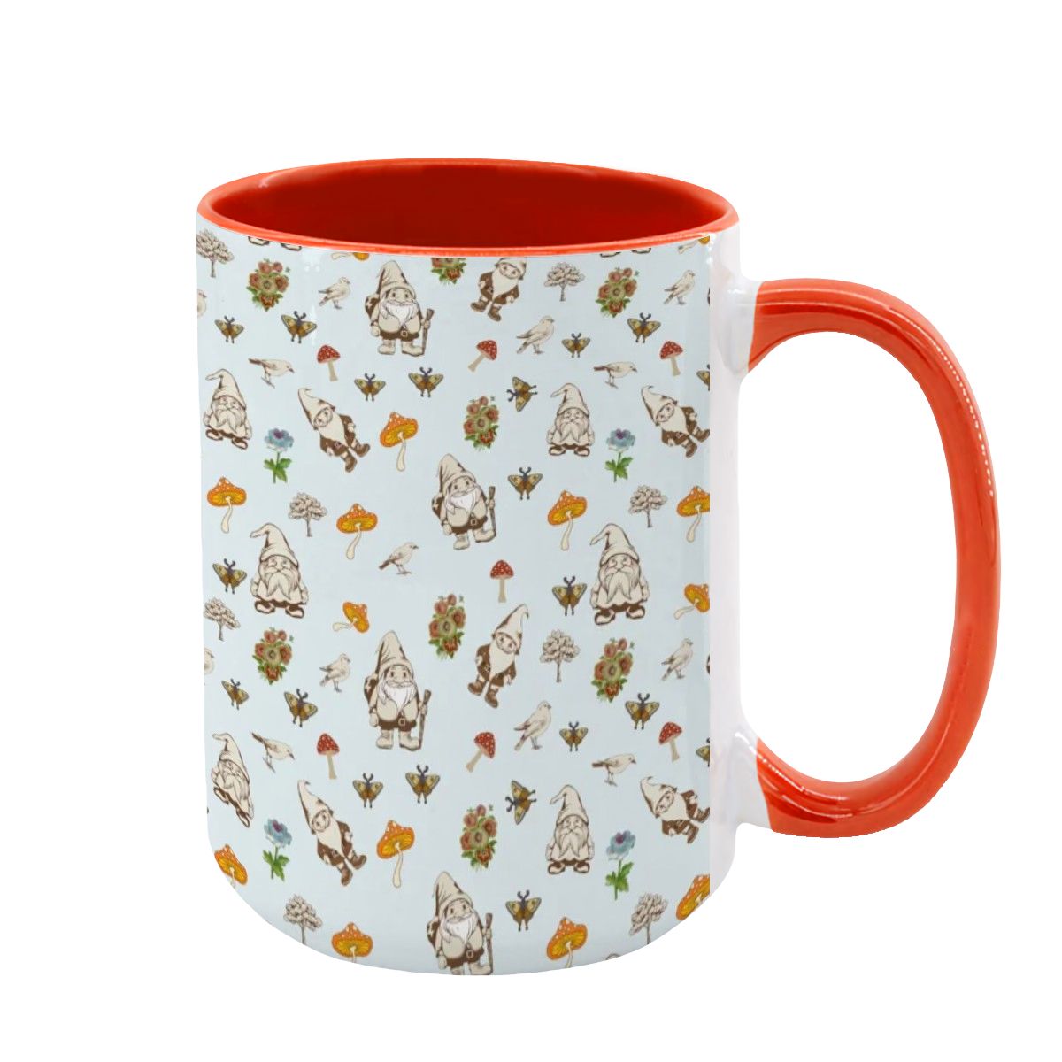 "Forest Folk, Light Blue" 15oz Gnome ang Mushroom Mug - Rabbit Haven