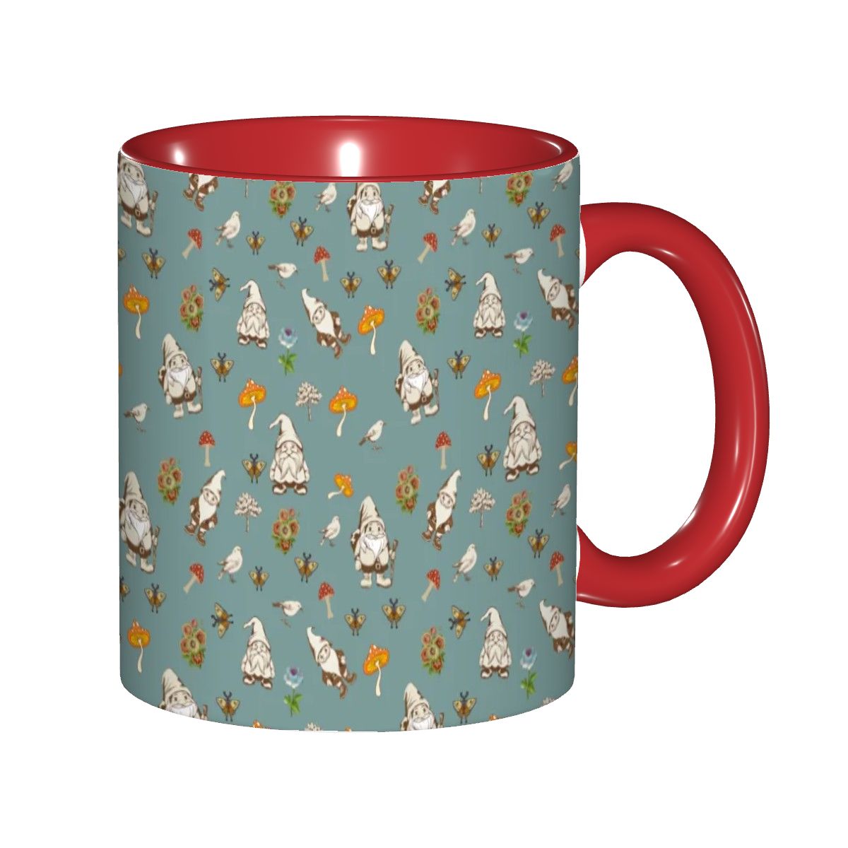 "Forest Folk, Slate Blue" 11oz Mushroom and Gnome Mug - Rabbit Haven
