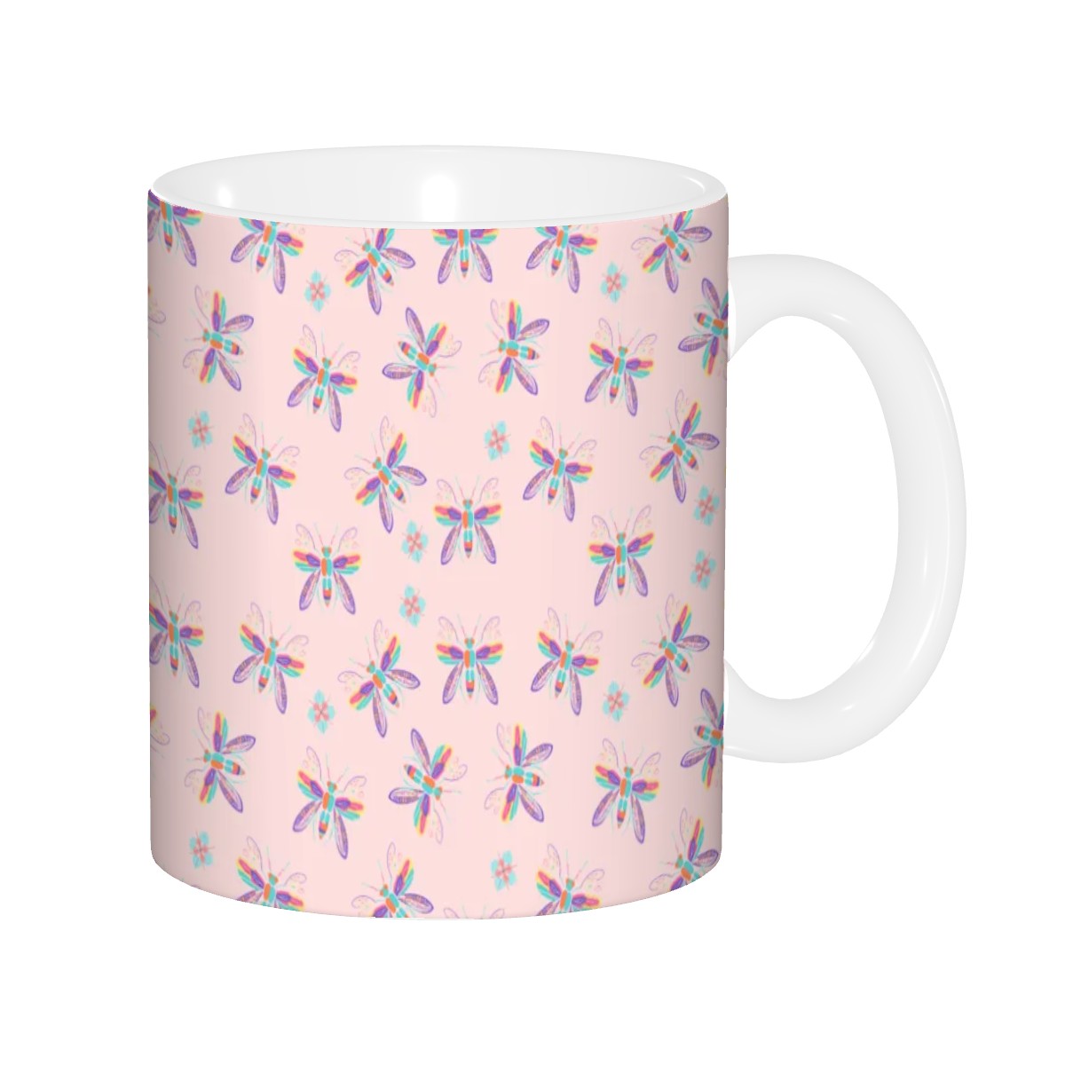 "Iridescent Flight, Pink" 11oz Dragonfly Mug - Rabbit Haven