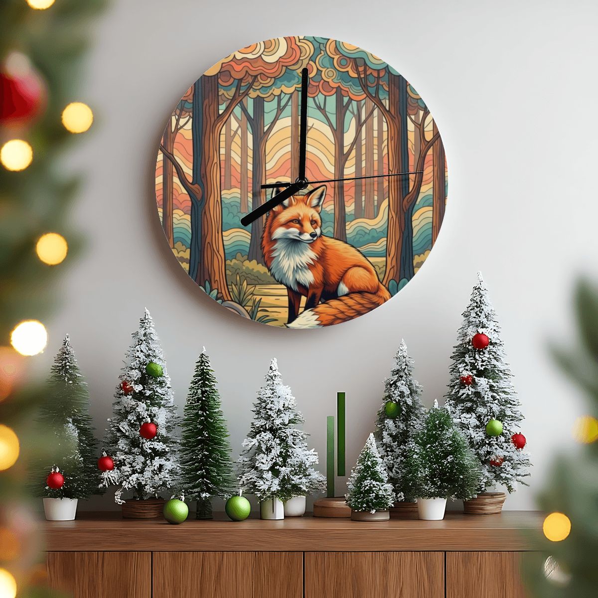 "Sunset Scout" Woodland Fox Wall Clock