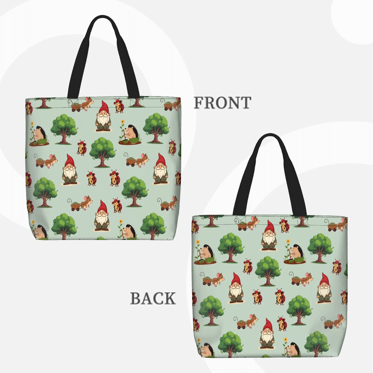 Gnome Folk & Friends Sage Green Shoulder Bag – Whimsical Woodland Gnomes & Forest Animals Tote