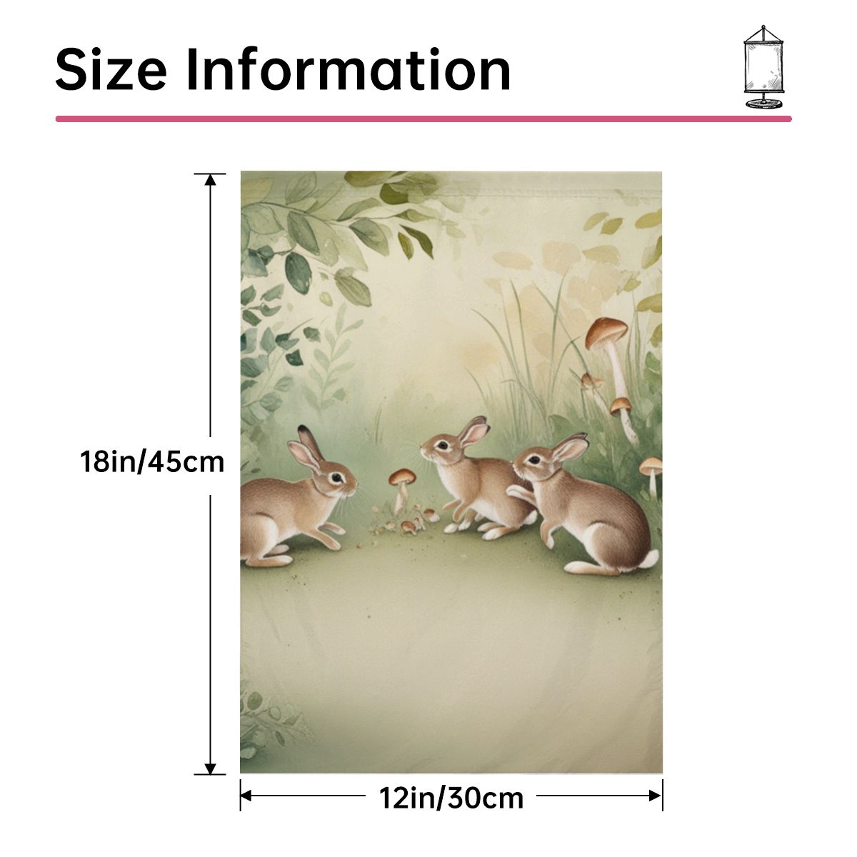 Meadow Gathering Garden Flag – Whimsical Bunny and Mushroom Outdoor Decor