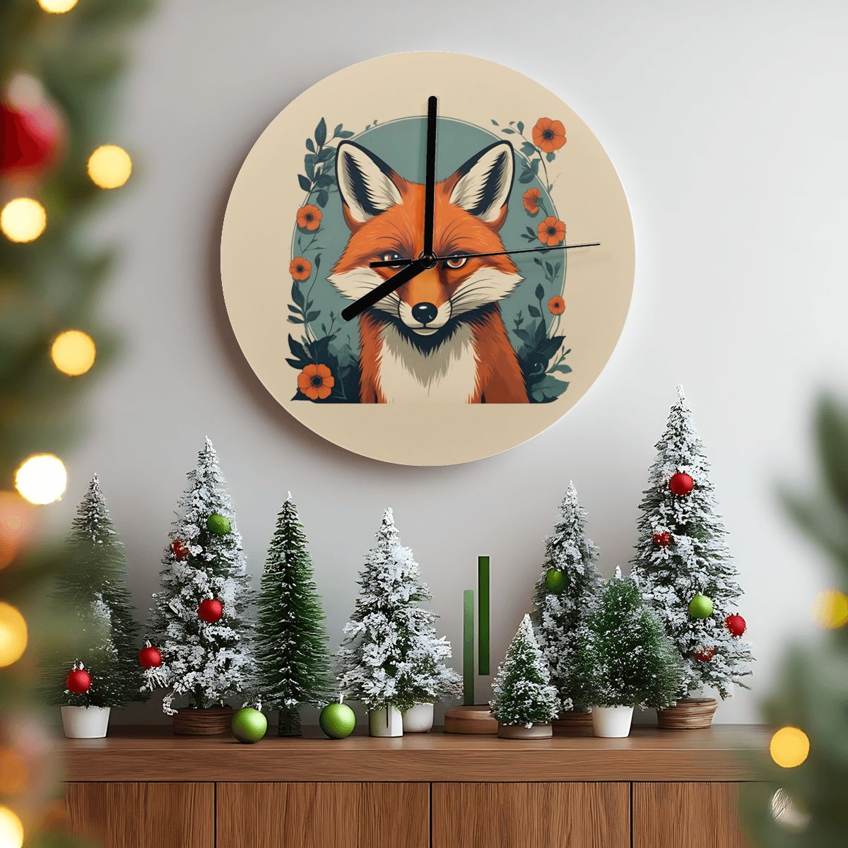 "Flora Fox" Woodland Wall Clock
