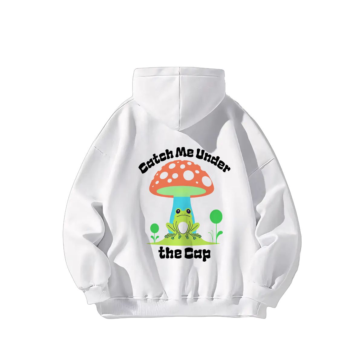 "Catch Me Under the Cap" Mushroom & Frog Adult Hoodie Double-Sided Design - Rabbit Haven