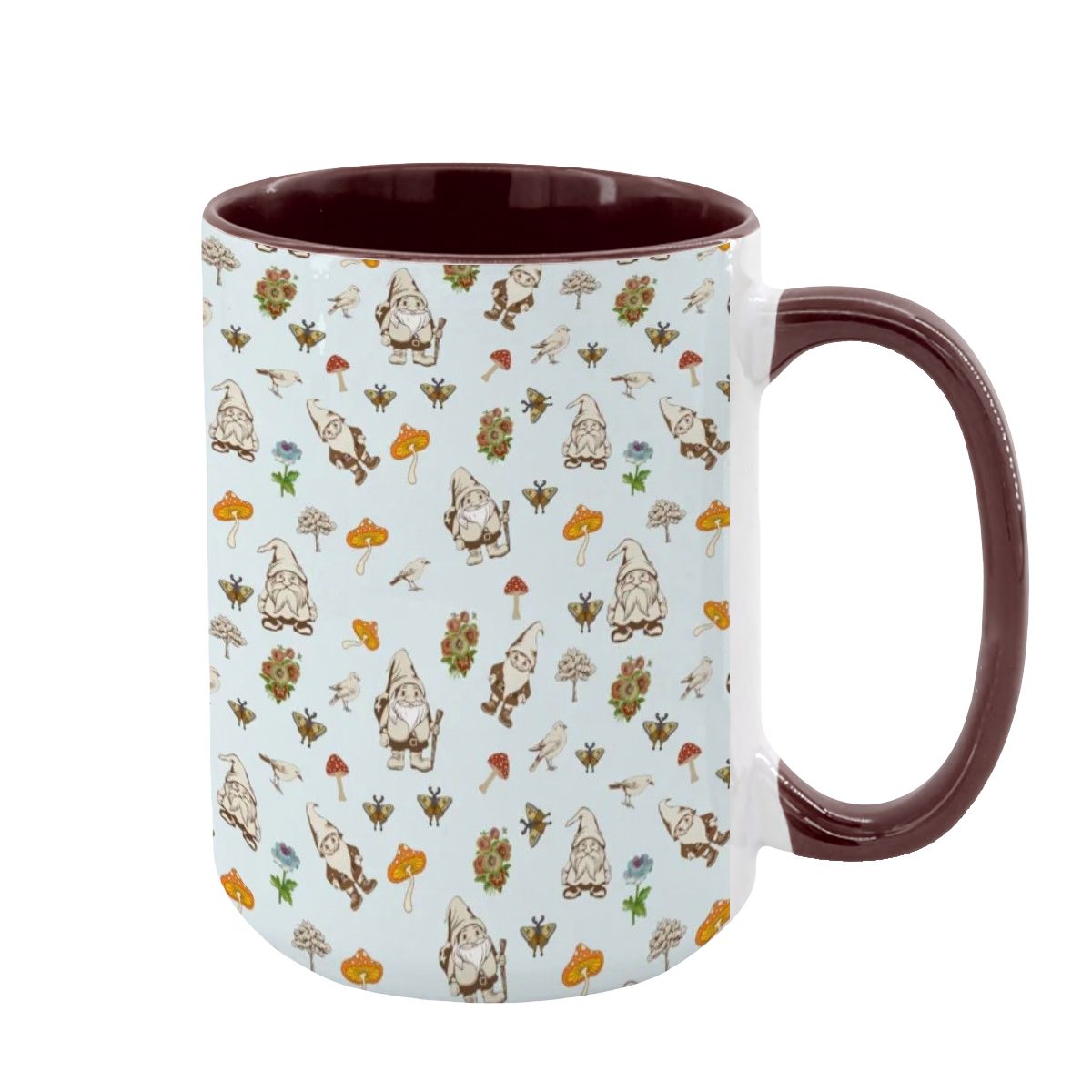 "Forest Folk, Light Blue" 15oz Gnome ang Mushroom Mug - Rabbit Haven