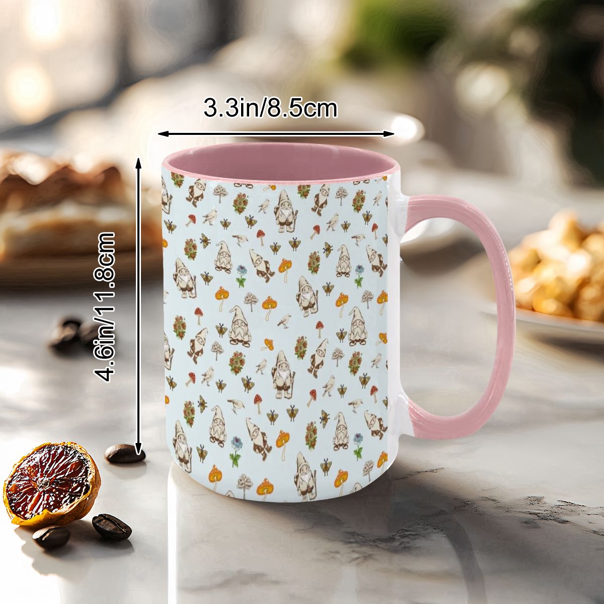 "Forest Folk, Light Blue" 15oz Gnome ang Mushroom Mug - Rabbit Haven