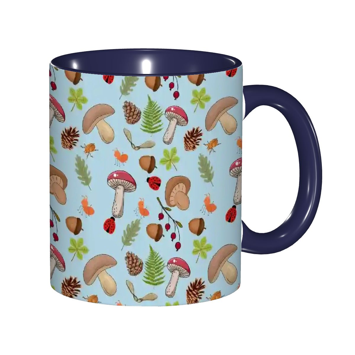 "Forest Floor, Blue" 11oz Mushroom Mug - Rabbit Haven