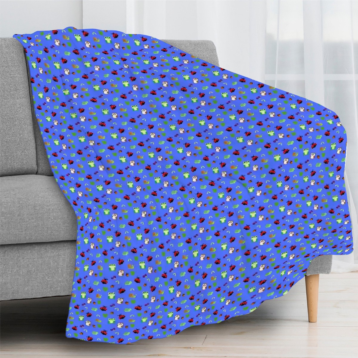 "Forest Frolic" Blue Blankets - Rabbit Haven