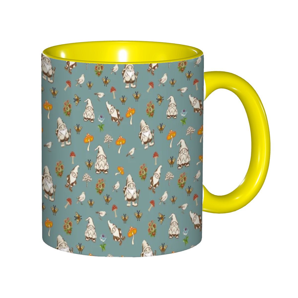 "Forest Folk, Slate Blue" 11oz Mushroom and Gnome Mug - Rabbit Haven