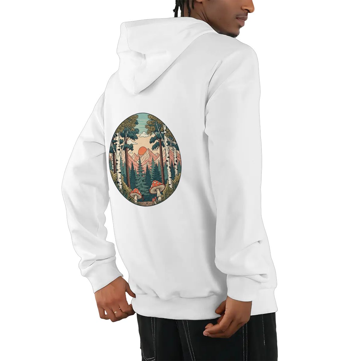 "Fungi Peaks" Mushroom Adult Hoodie Double-Sided Design - Rabbit Haven
