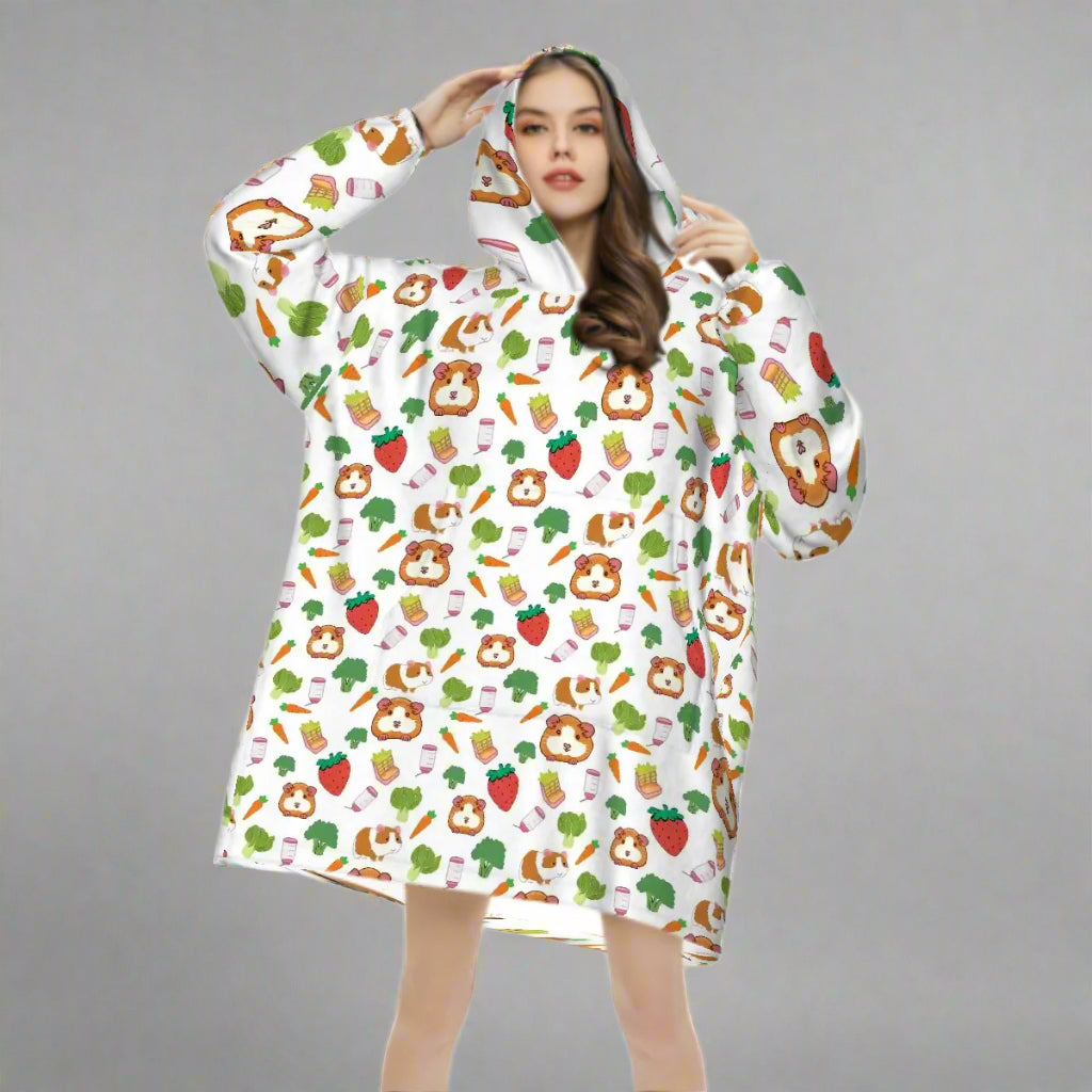 "Guinea Pig Picnic" Blanket Hoodie- Cute Cozy Wear for Animal Lovers