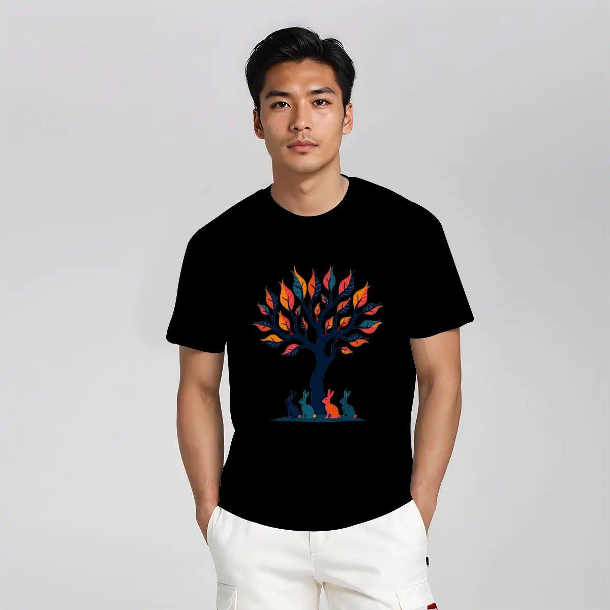 "Golden Hour Grove" Rabbit T-Shirt - Rabbit Haven