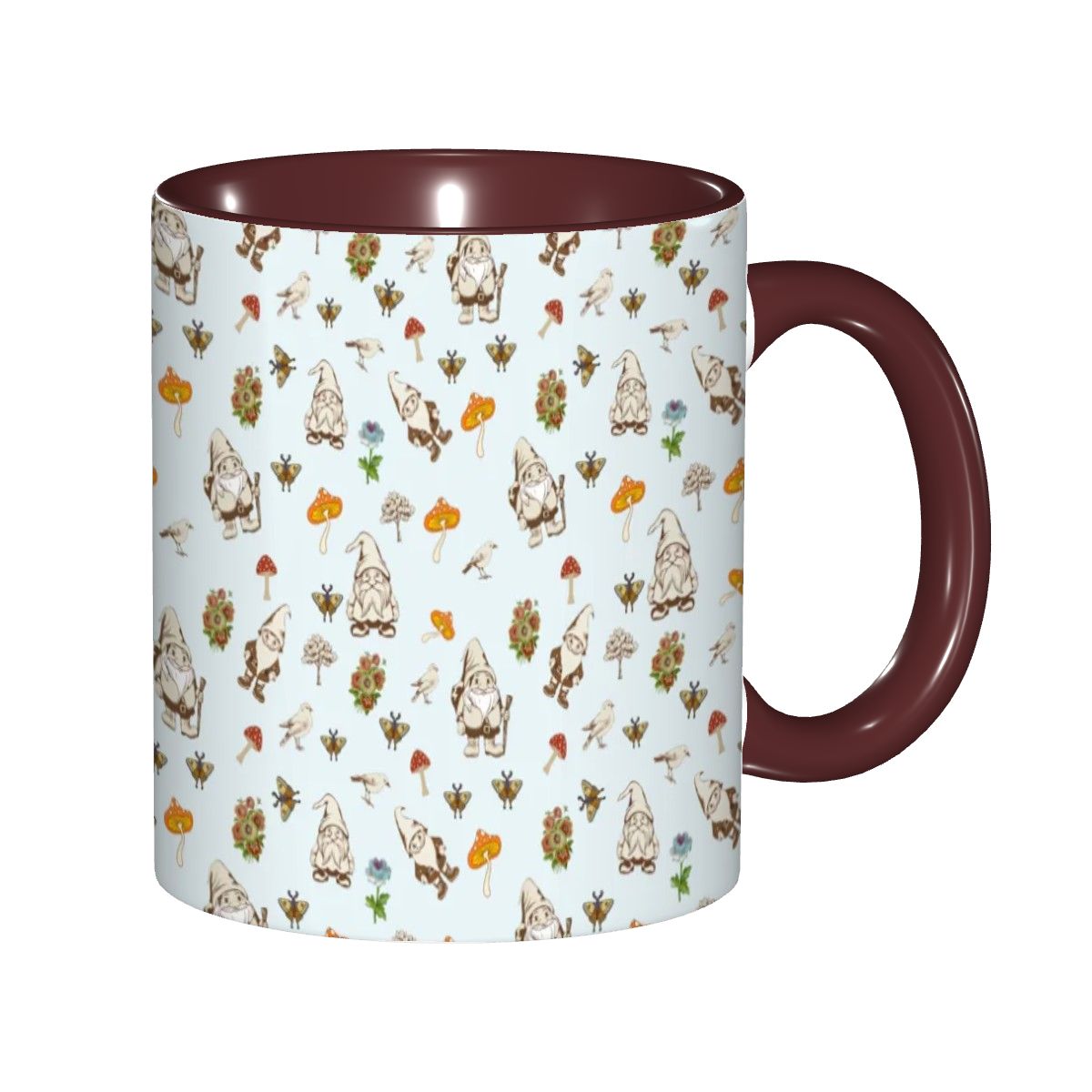 "Forest Folk, Light Blue" 11oz Gnome and Mushroom Mug - Rabbit Haven