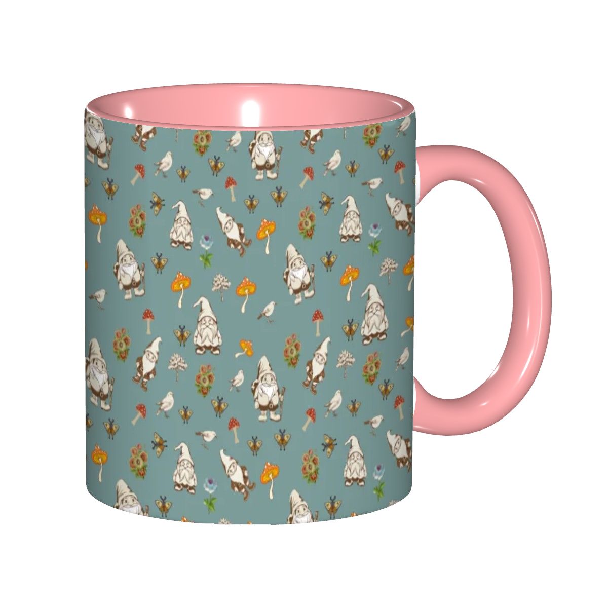 "Forest Folk, Slate Blue" 11oz Mushroom and Gnome Mug - Rabbit Haven