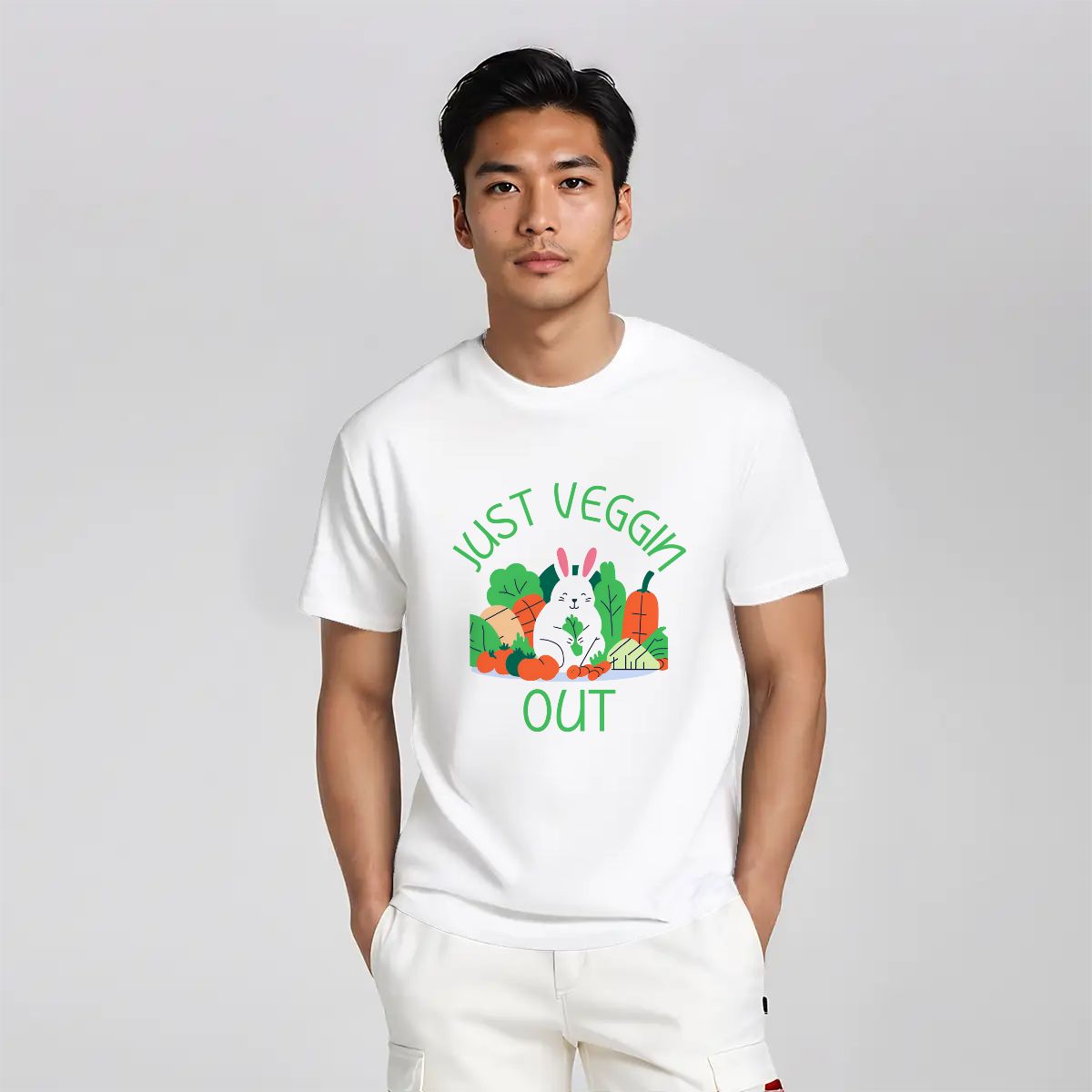 "Just Veggin Out" Rabbit T-Shirt - Rabbit Haven
