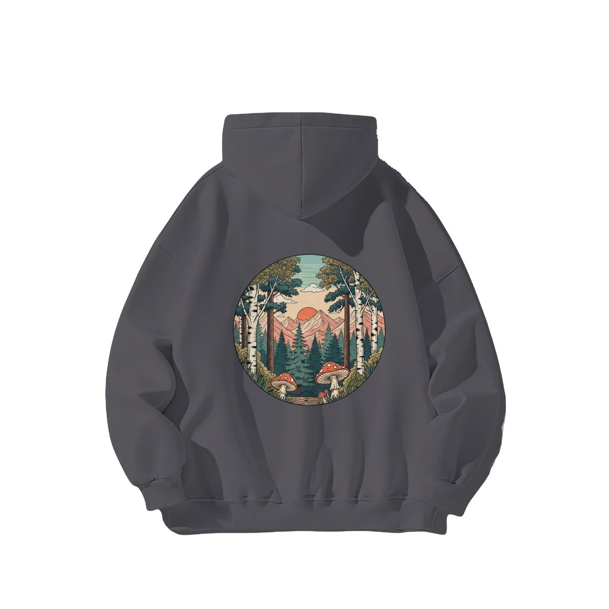 "Fungi Peaks" Mushroom Adult Hoodie Double-Sided Design - Rabbit Haven