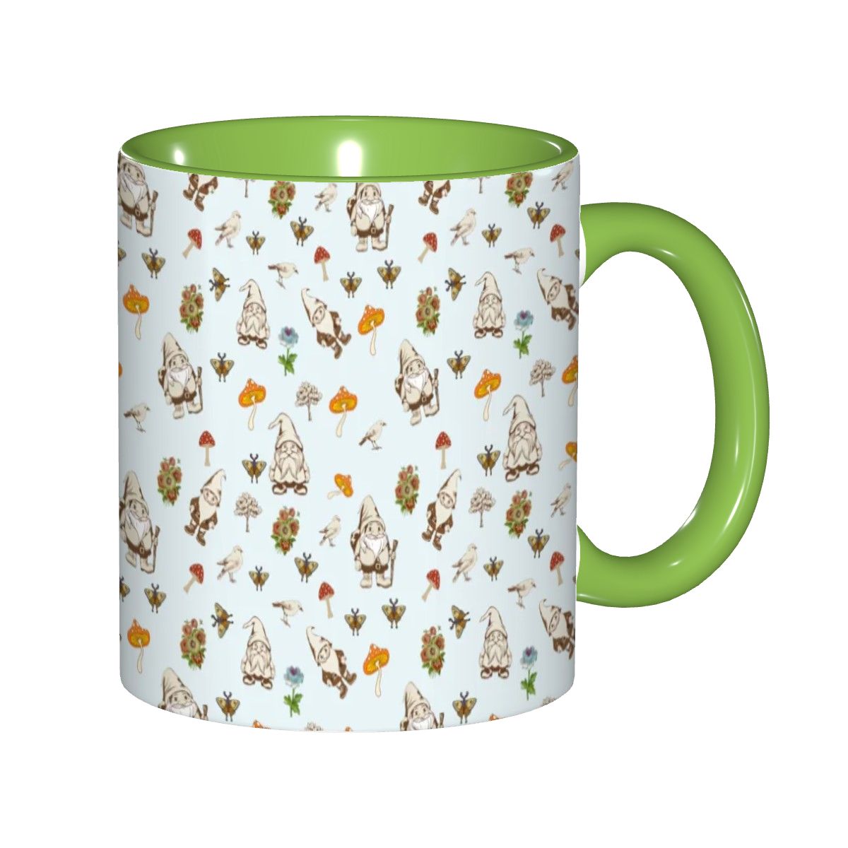 "Forest Folk, Light Blue" 11oz Gnome and Mushroom Mug - Rabbit Haven