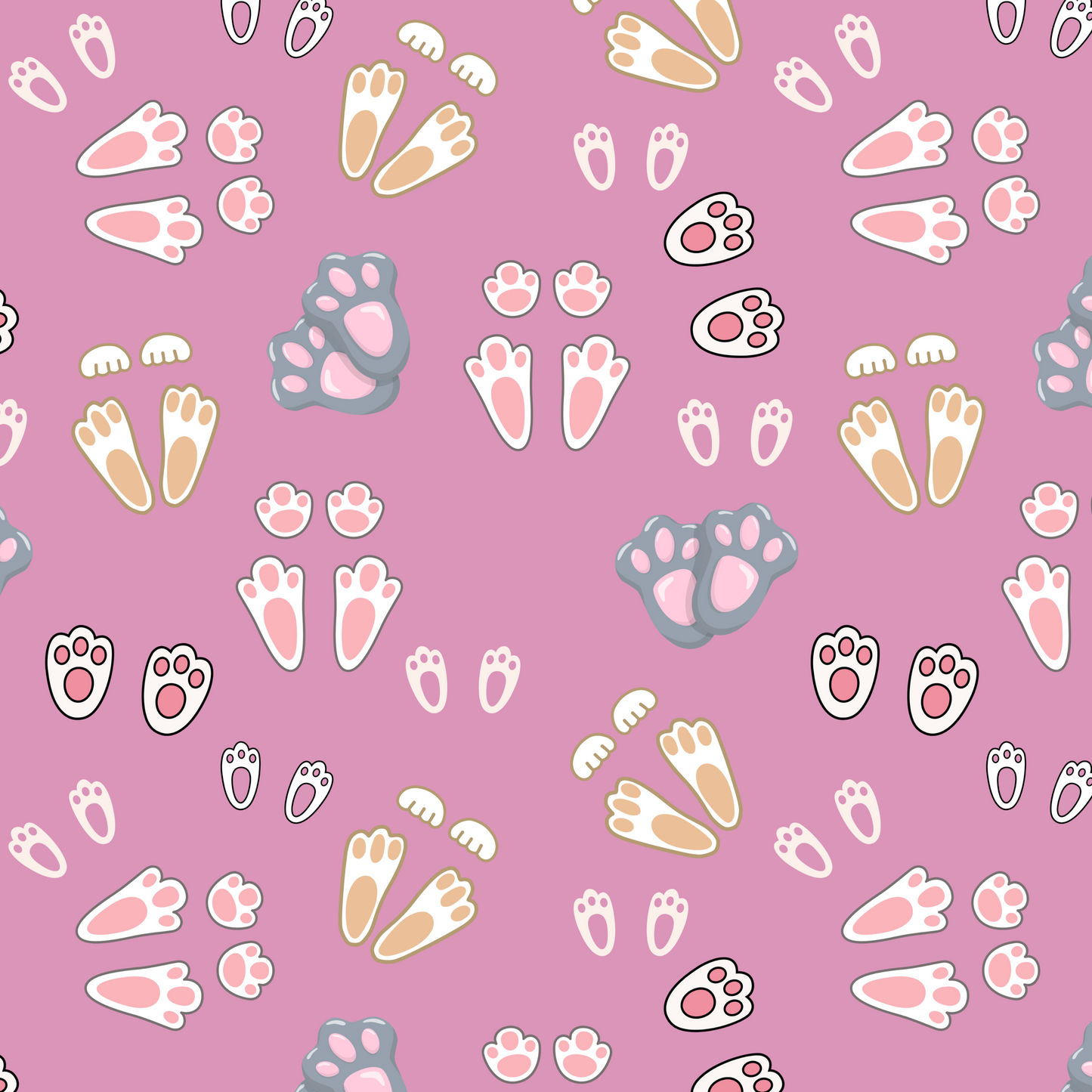 "Bunny Tracks" Adult Blanket Hoodie – Dusty Rose Background, Cute Rabbit Footprint Print