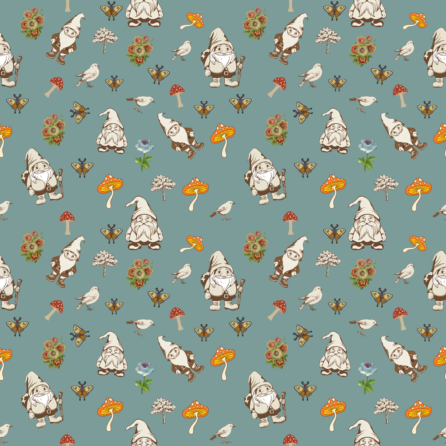 "Forest Folk" Slate Blue Blankets - Rabbit Haven