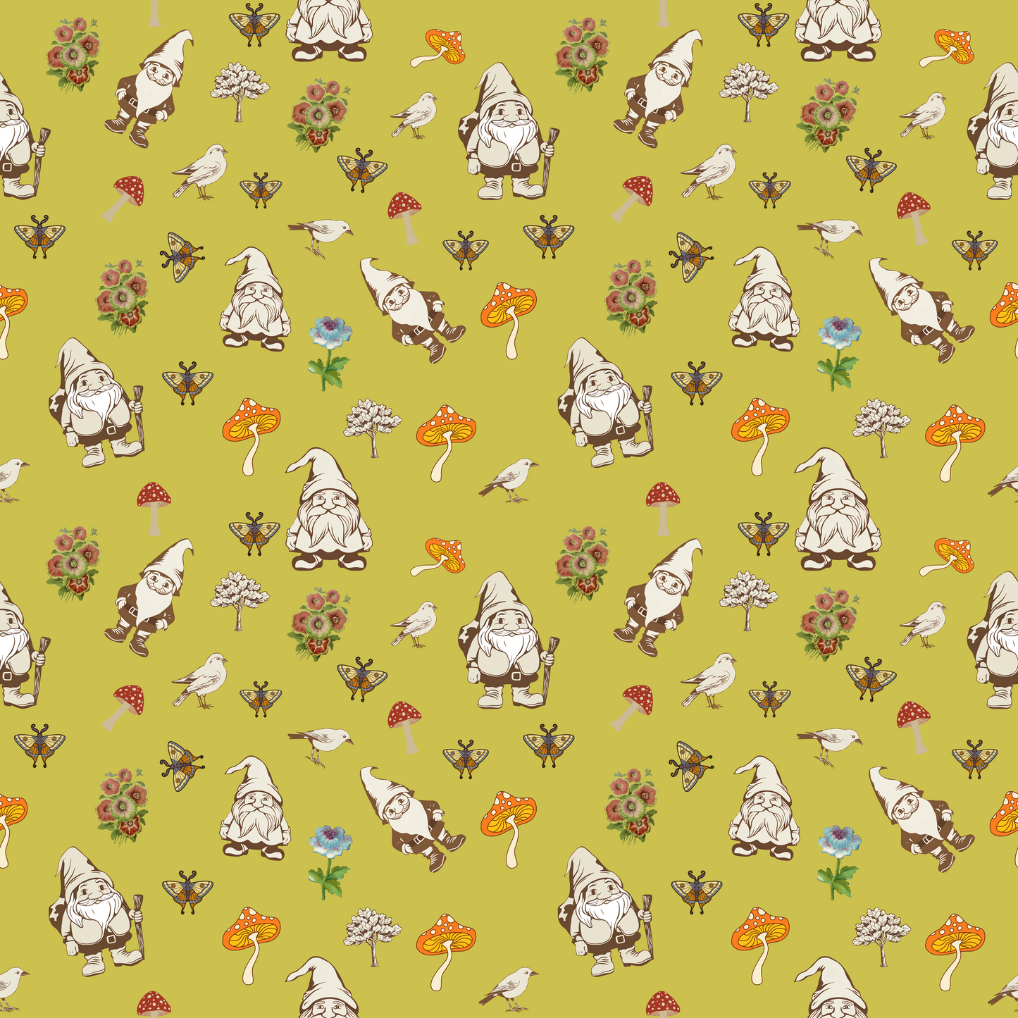 "Forest Folk" Olive Yellow Blankets - Rabbit Haven