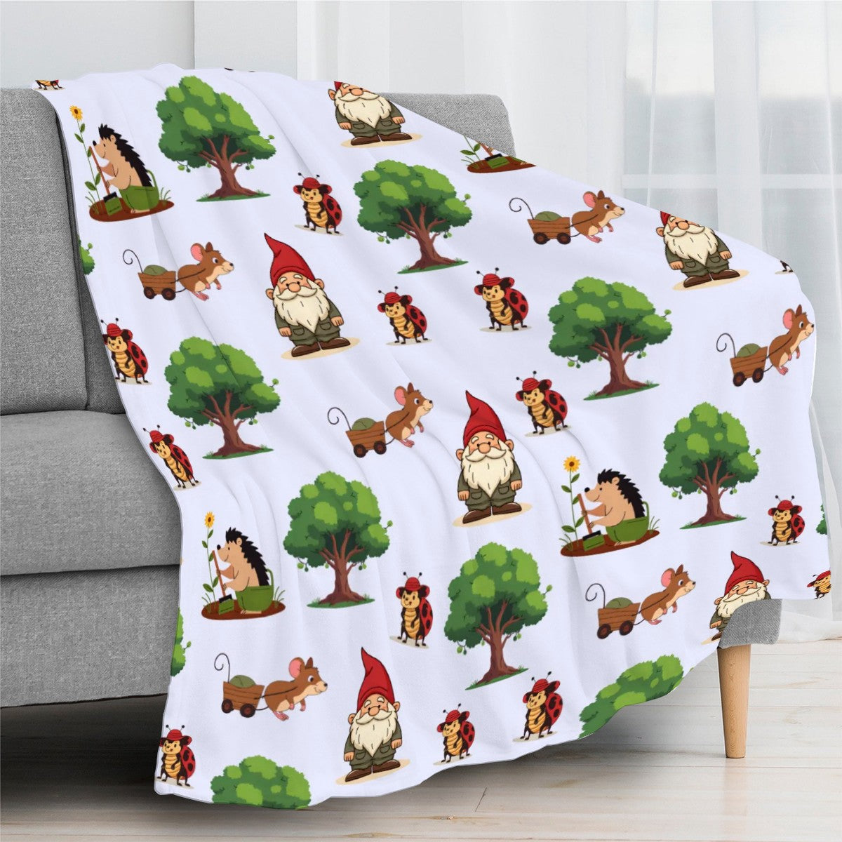 Gnome Folk & Friends Lavender Blanket – Cozy Gnomes & Woodland Animals
