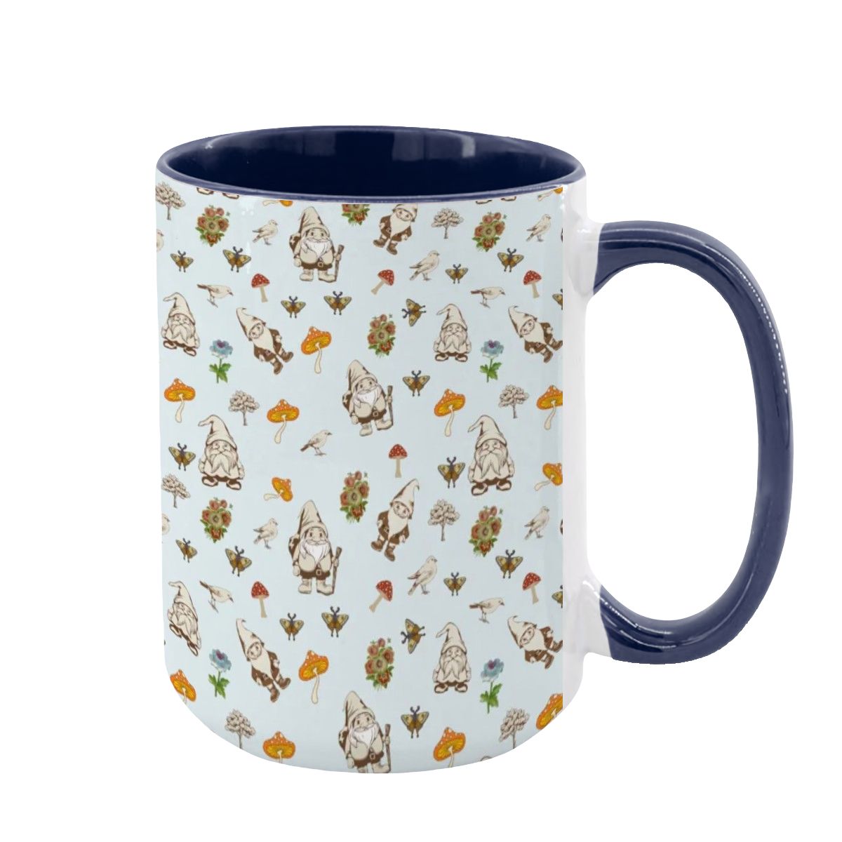 "Forest Folk, Light Blue" 15oz Gnome ang Mushroom Mug - Rabbit Haven