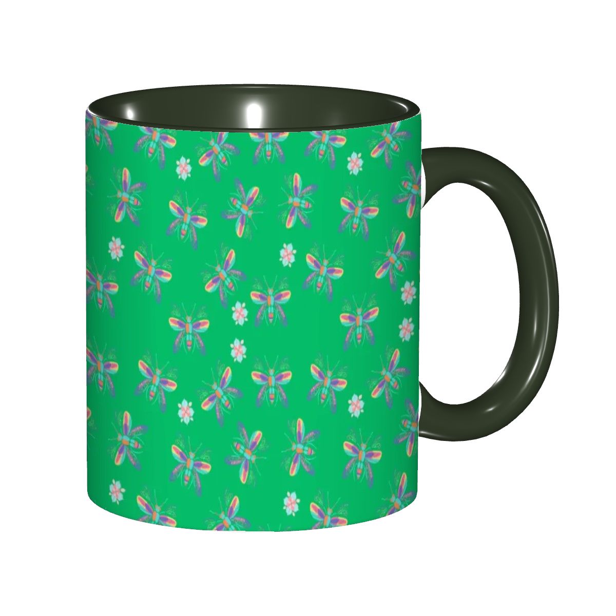 "Iridescent Flight, Green" 11oz Dragonfly Mug - Rabbit Haven