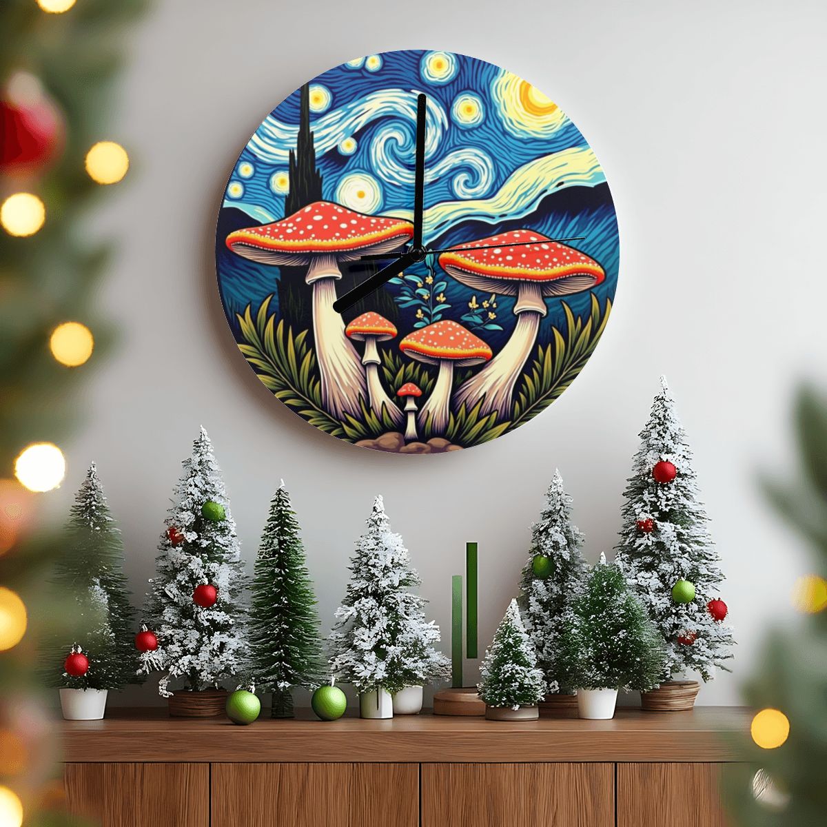 "Amanita Mushroom" Mushroom Art Wall Clock