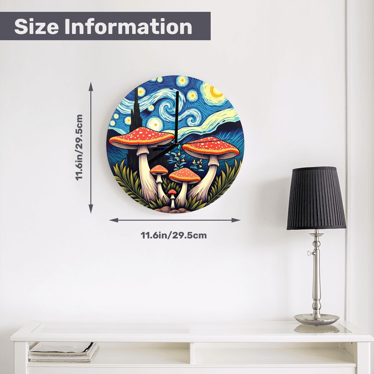 "Amanita Mushroom" Mushroom Art Wall Clock
