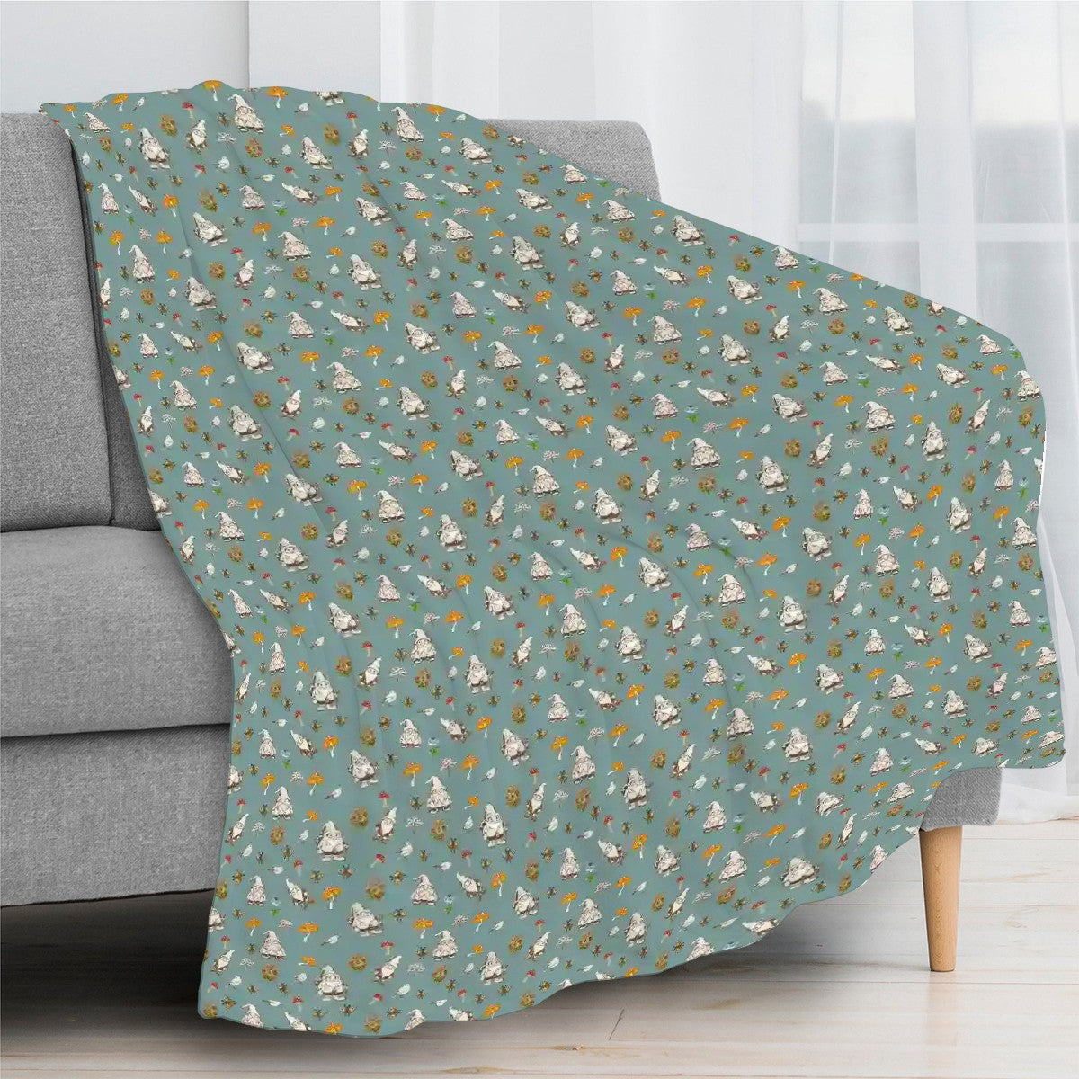"Forest Folk" Slate Blue Blankets - Rabbit Haven