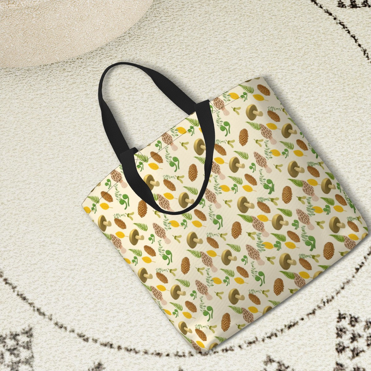"Forest Forager" Shoulder Bag – Mushroom & Pinecone All Over Print Nature Bag