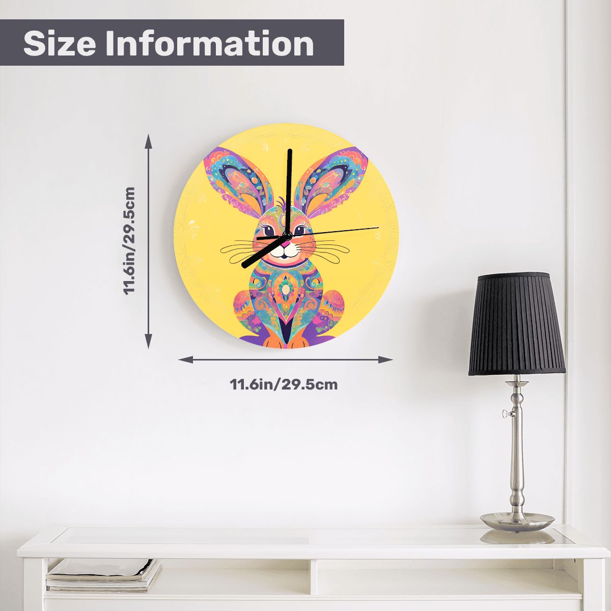 "Mosaic Bunny" Whimsical Bunny Wall Clock
