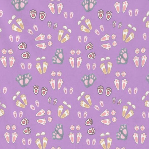"Bunny Tracks" Adult Blanket Hoodie – Lavender Background, Cute Rabbit Footprint Print