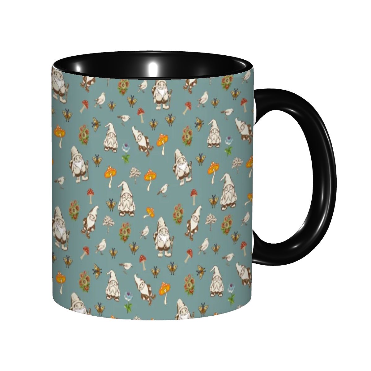 "Forest Folk, Slate Blue" 11oz Mushroom and Gnome Mug - Rabbit Haven