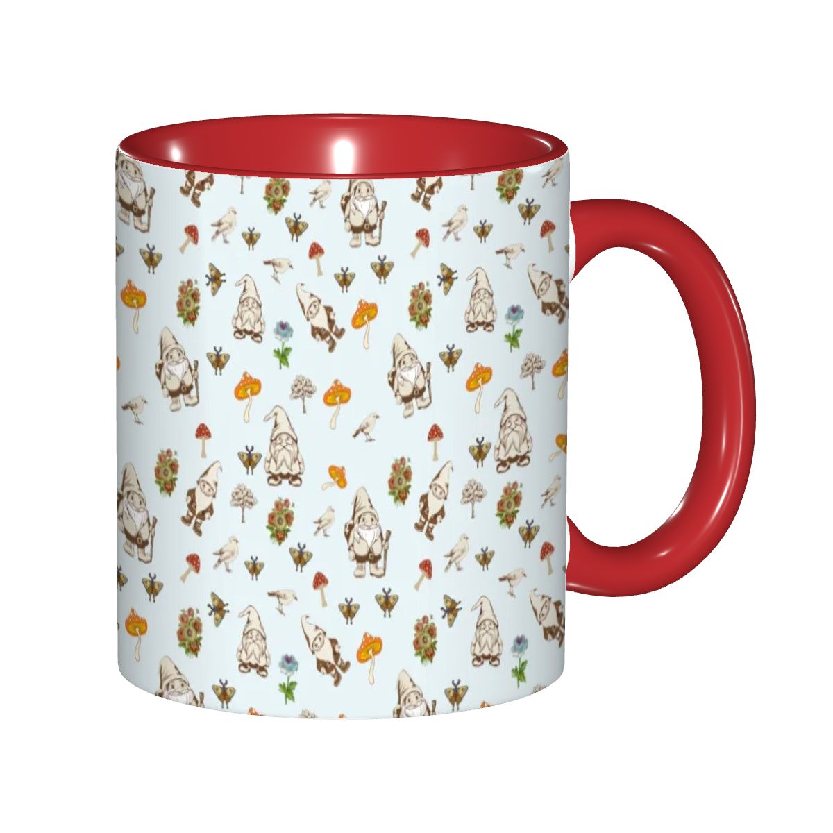 "Forest Folk, Light Blue" 11oz Gnome and Mushroom Mug - Rabbit Haven