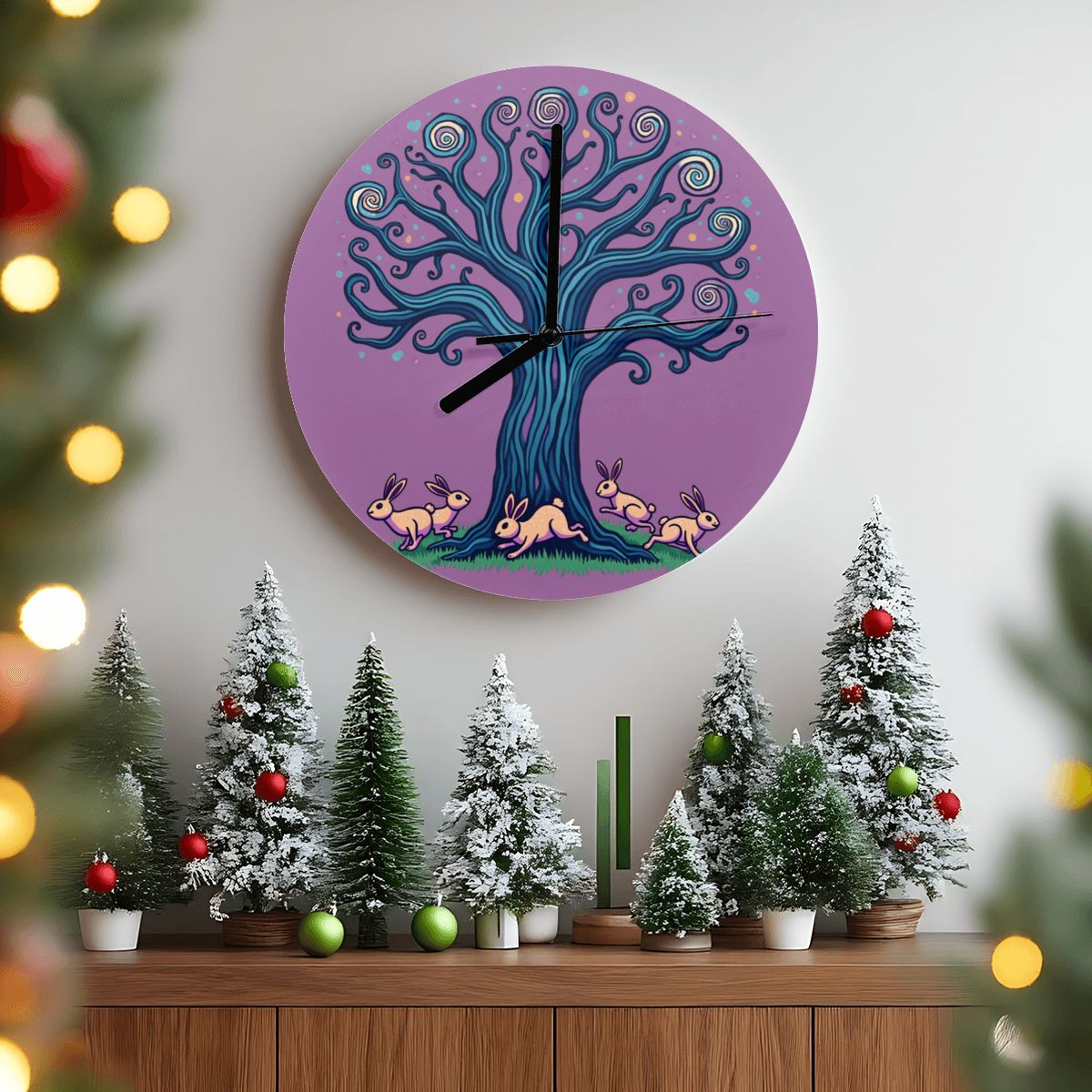 "Bunny Spiral" Bunny Wall Clock