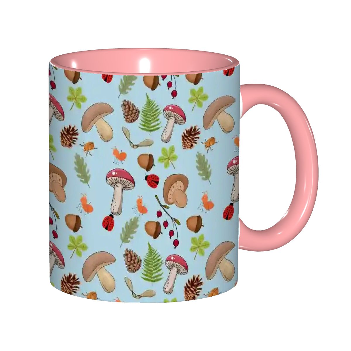 "Forest Floor, Blue" 11oz Mushroom Mug - Rabbit Haven