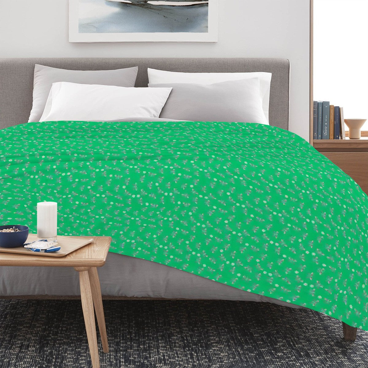 "Iridescent Flight" Green Blankets - Rabbit Haven