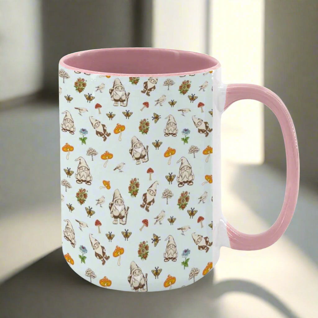 "Forest Folk, Light Blue" 15oz Gnome ang Mushroom Mug - Rabbit Haven