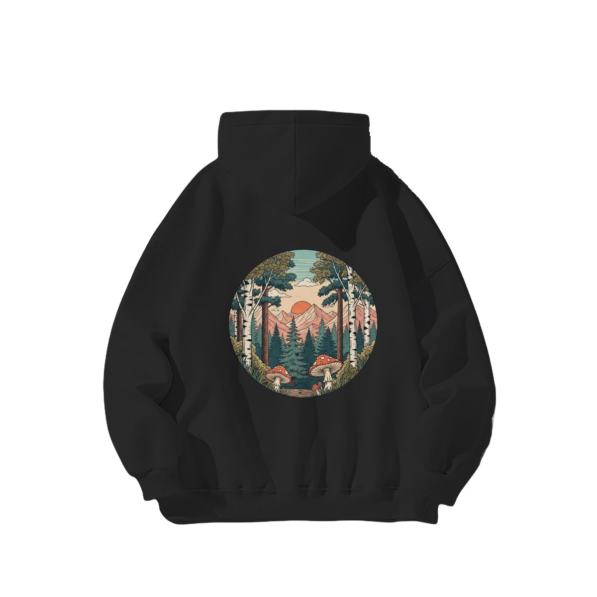 "Fungi Peaks" Mushroom Adult Hoodie Double-Sided Design - Rabbit Haven