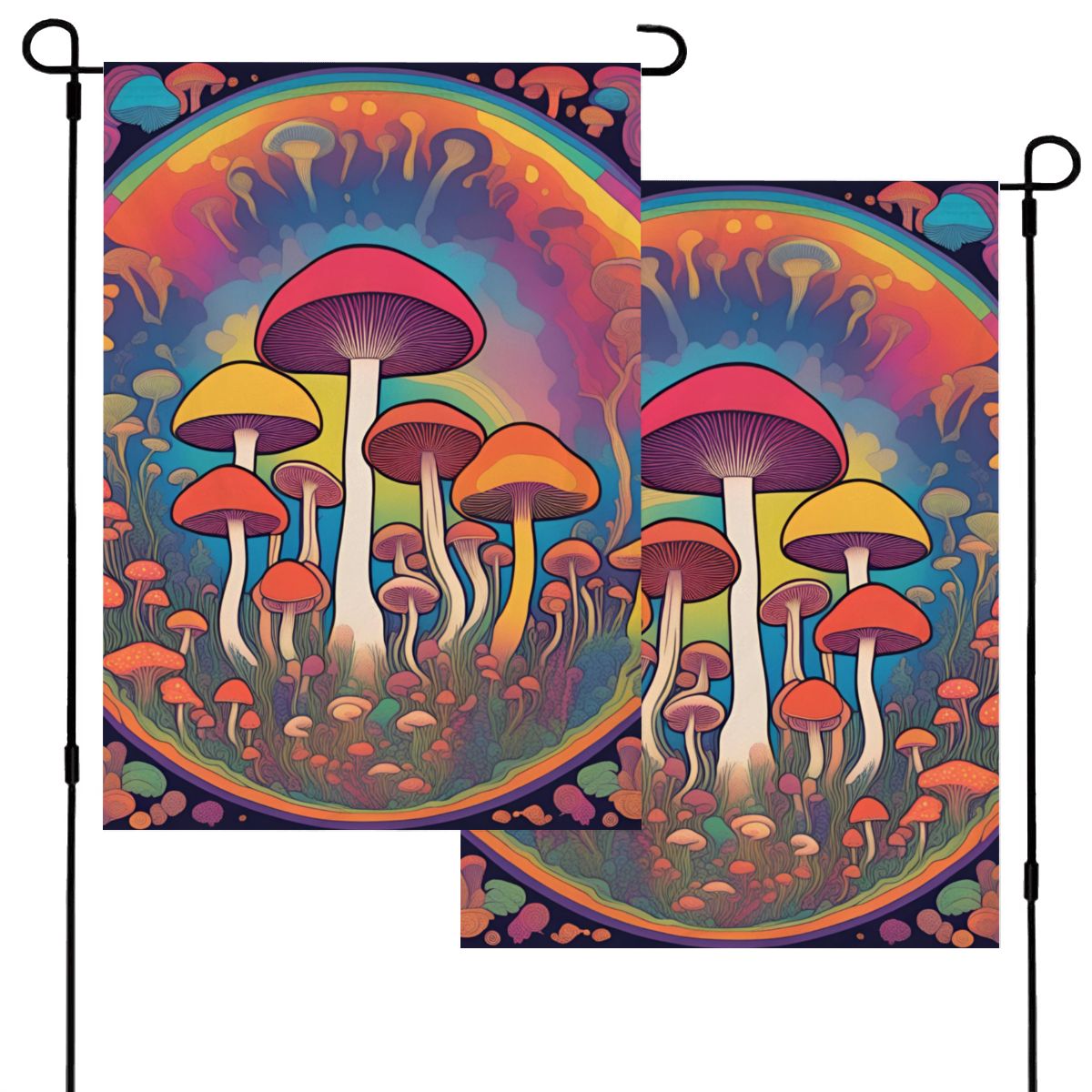 Shroom Portal Garden Flag – Vibrant Psychedelic Outdoor Decor