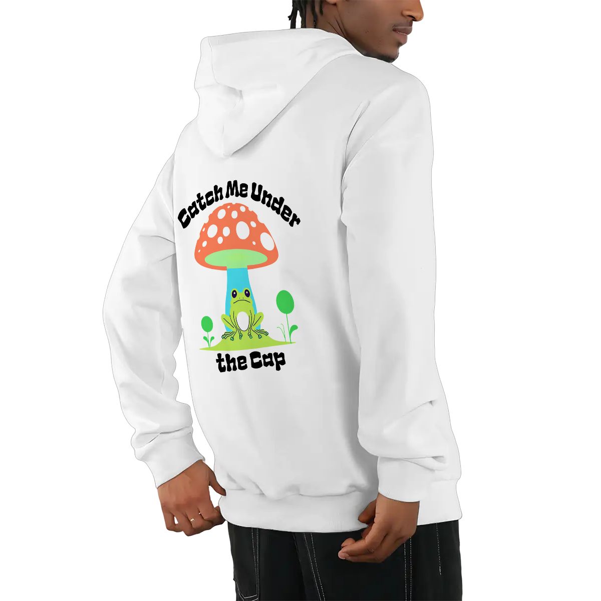 "Catch Me Under the Cap" Mushroom & Frog Adult Hoodie Double-Sided Design - Rabbit Haven