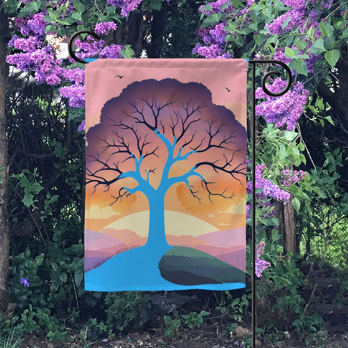 Serenity Tree Garden Flag – Tranquil Tree Outdoor Yard Decor