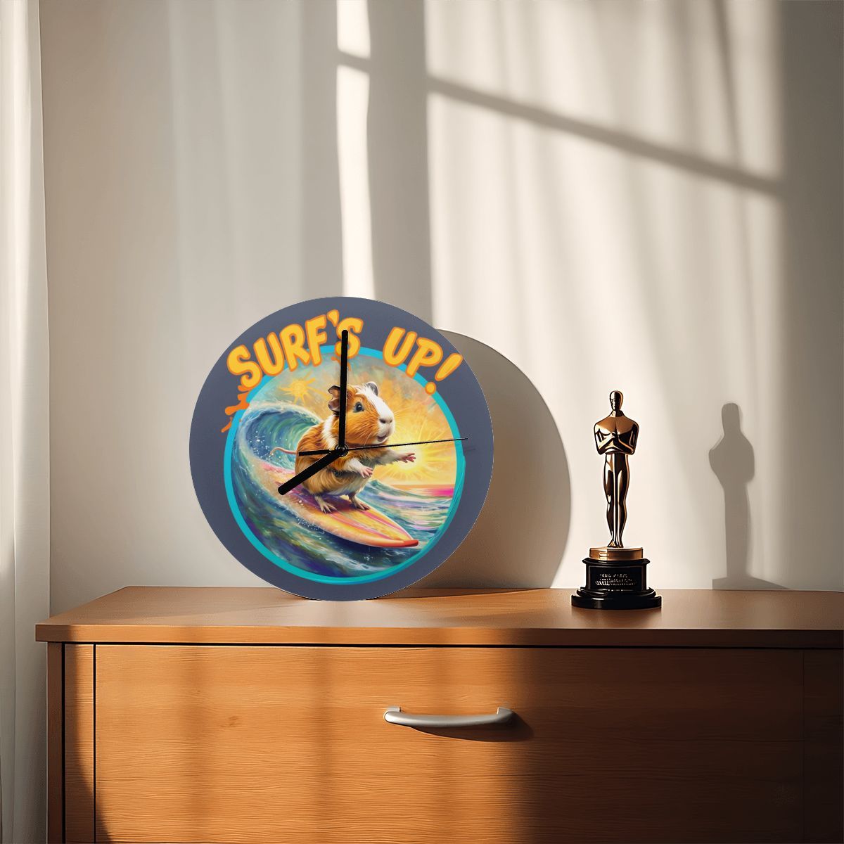 "Surf's Up" Cute Guinea Pig Wall Clock