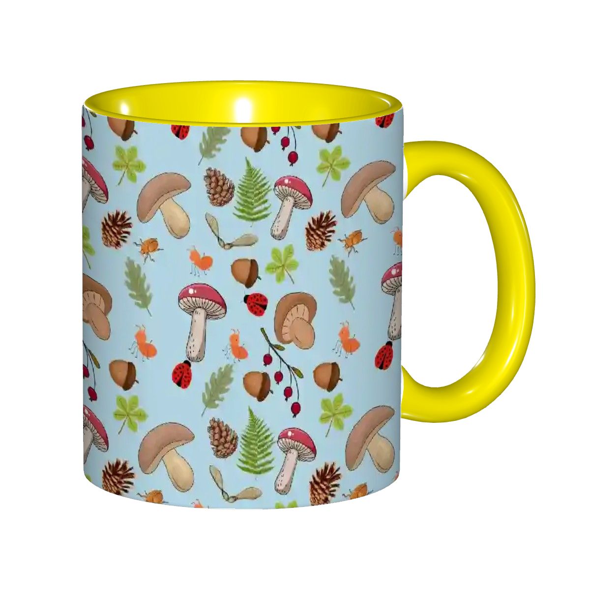 "Forest Floor, Blue" 11oz Mushroom Mug - Rabbit Haven
