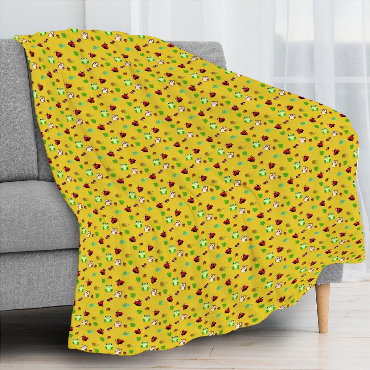 "Forest Frolic" Yellow Blankets - Rabbit Haven