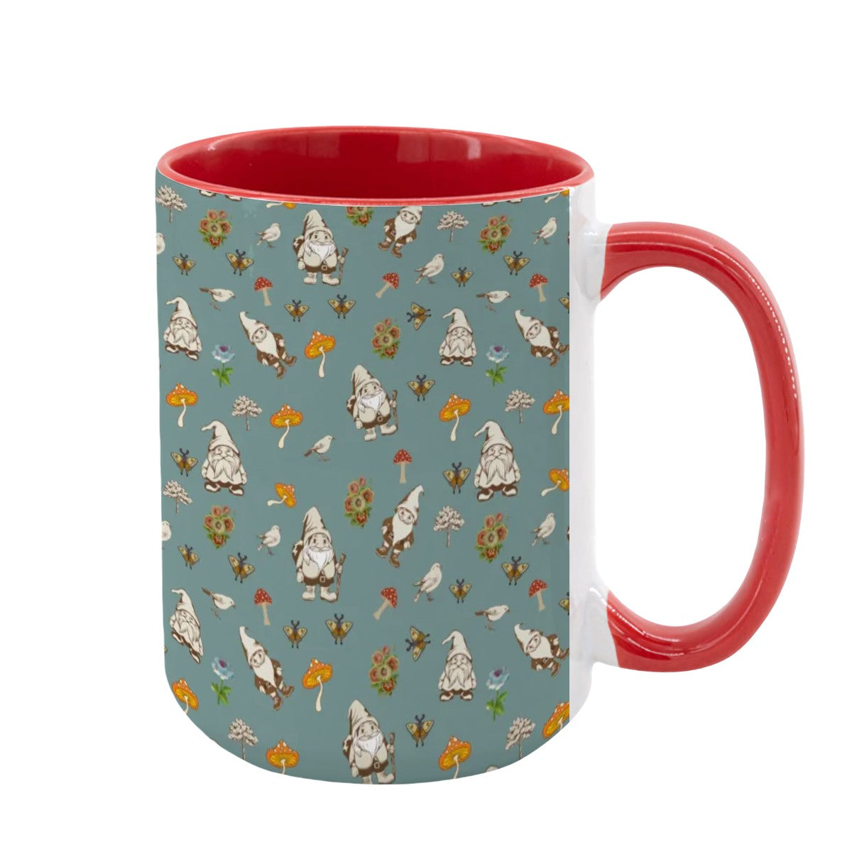 "Forest Folk, Slate Blue" 15oz Mushroom and Gnome Mug - Rabbit Haven