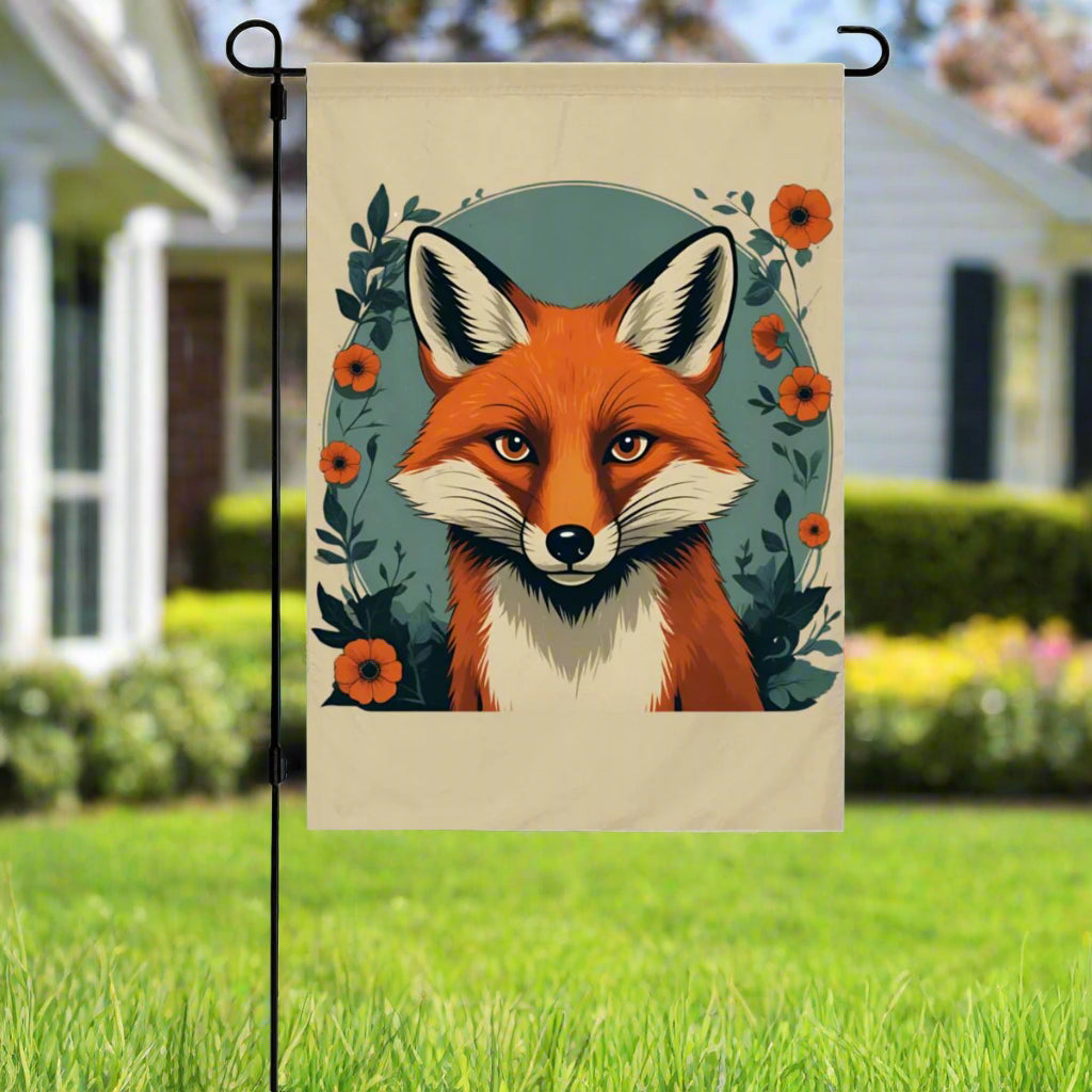 Flora Fox Garden Flag – Cute Fox and Floral Outdoor Decor