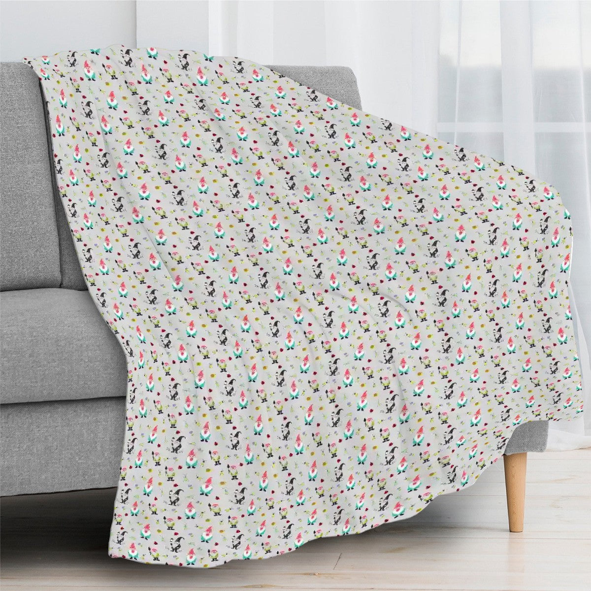 "Gnome Trails" Grey Blankets - Rabbit Haven