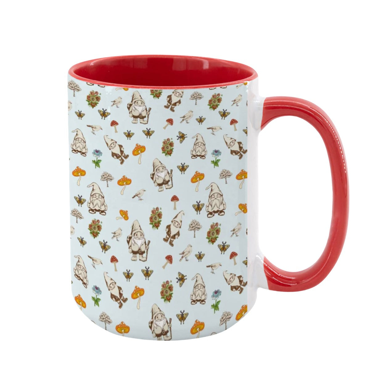 "Forest Folk, Light Blue" 15oz Gnome ang Mushroom Mug - Rabbit Haven